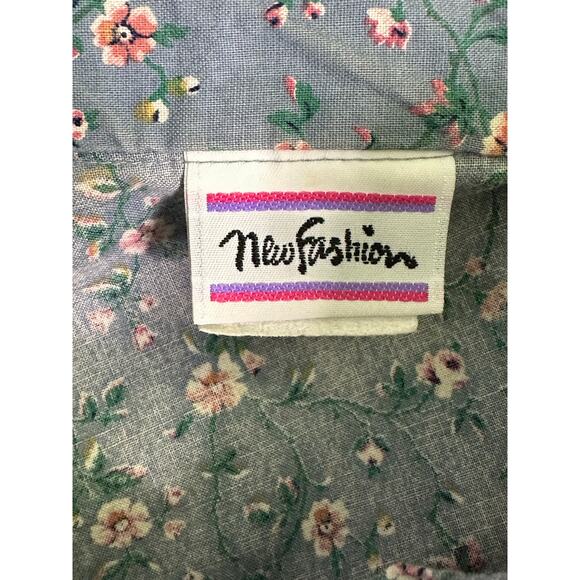 New Fashion blue pink floral long sleeves button shirt size Large - Picture 3 of 15